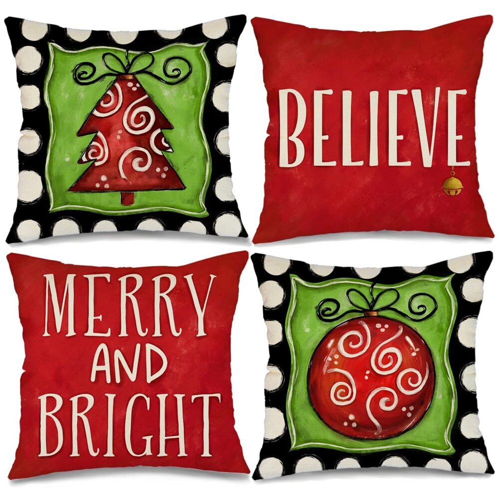 9427 Christmas Pillow Covers - 20x20 Set of 4 for Christmas Decorations